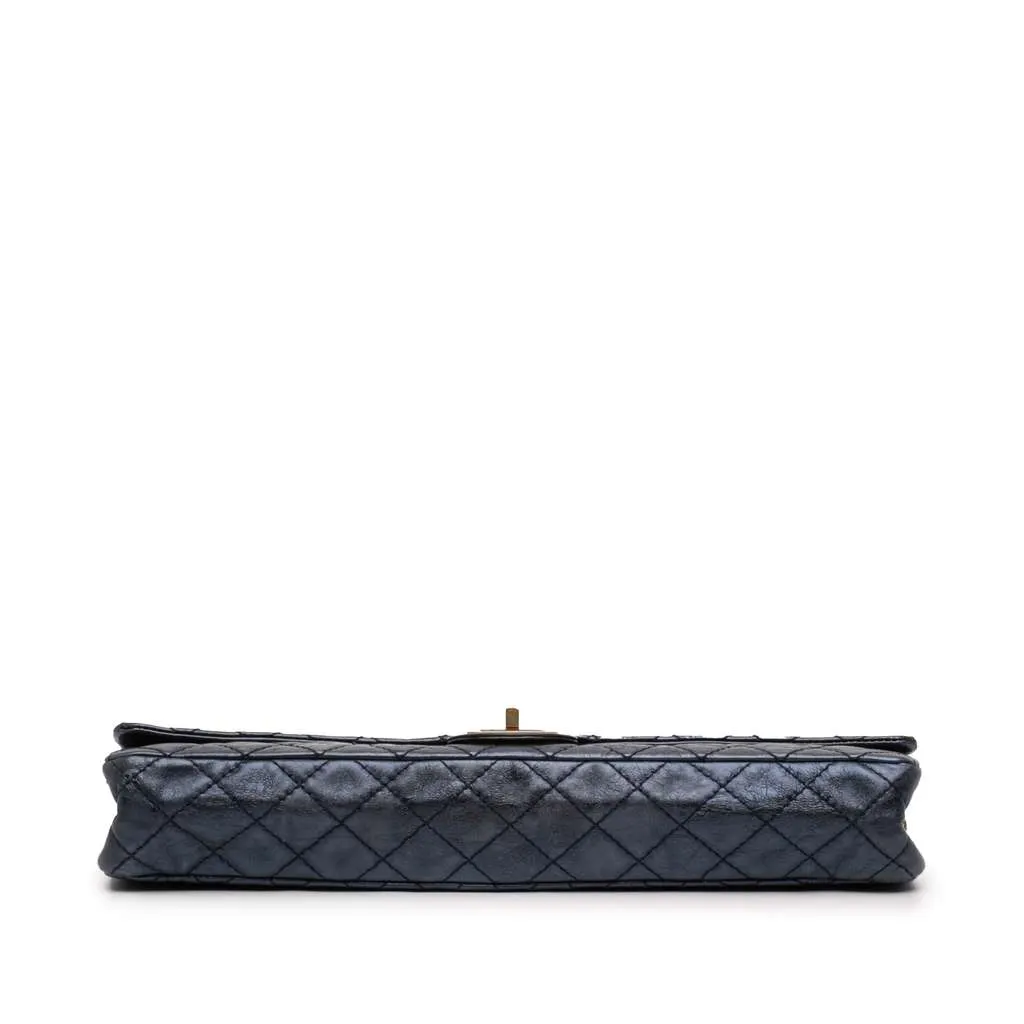 Chanel Quilted Glazed Calfskin Reissue 2.55 East West Single Flap Blue Leather Very good - Inside View