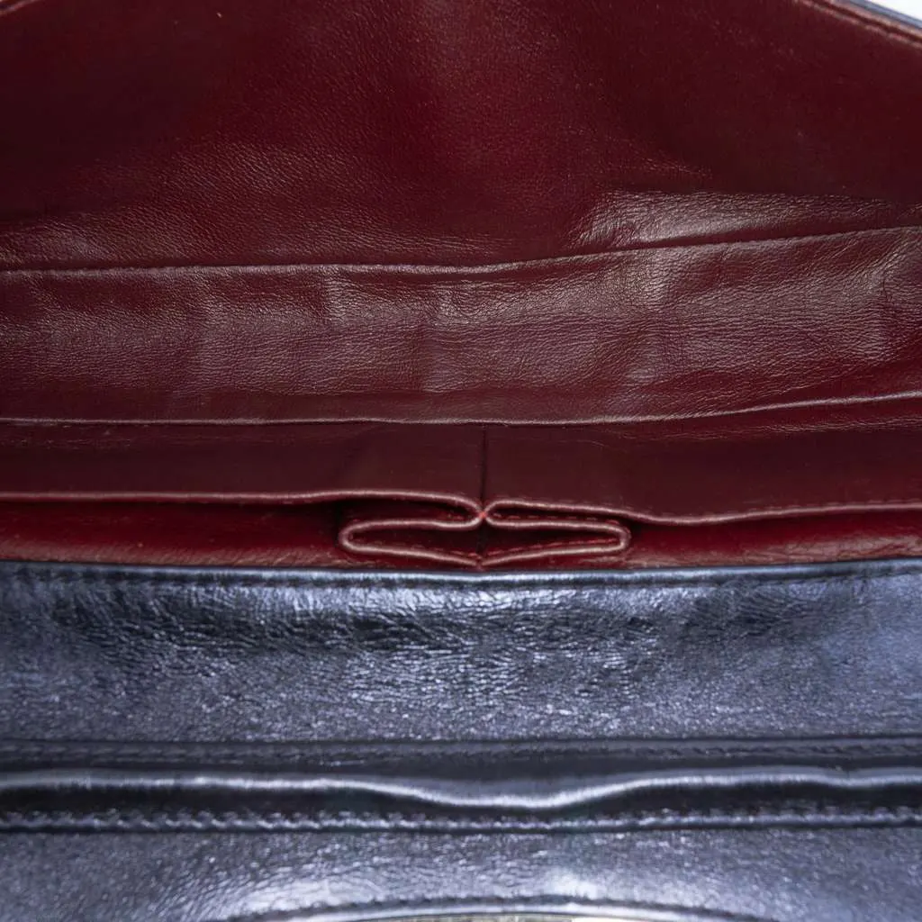 Chanel Quilted Glazed Calfskin Reissue 2.55 East West Single Flap Blue Leather Very good - Model View