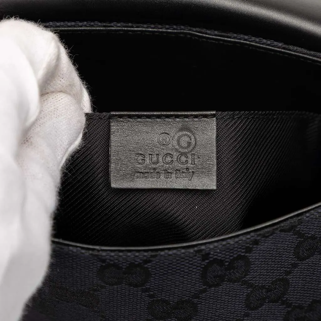 Gucci GG Canvas Resin Chain Flap Shoulder Bag Black Canvas Very good - Box View
