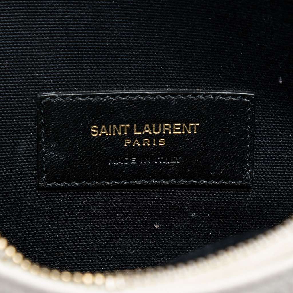 Saint Laurent Grain De Poudre Chevron Monogram Clutch White Leather Good condition - Box View
