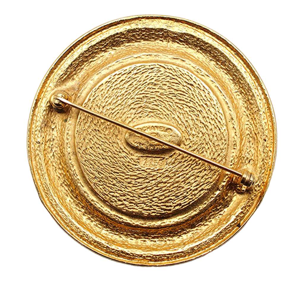 Chanel Gold Plated 31 Rue Cambon Medallion Brooch Gold Metal Good condition - Back View