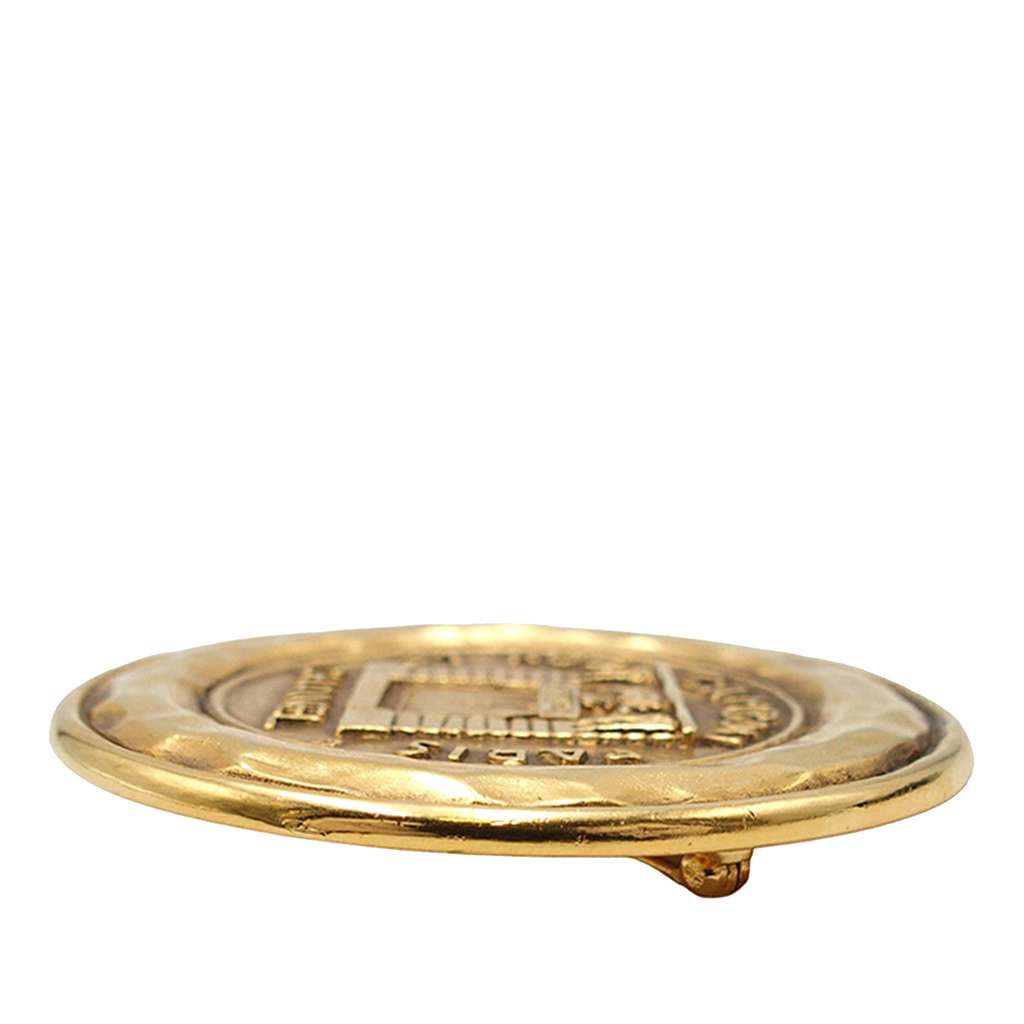 Chanel Gold Plated 31 Rue Cambon Medallion Brooch Gold Metal Good condition - Inside View