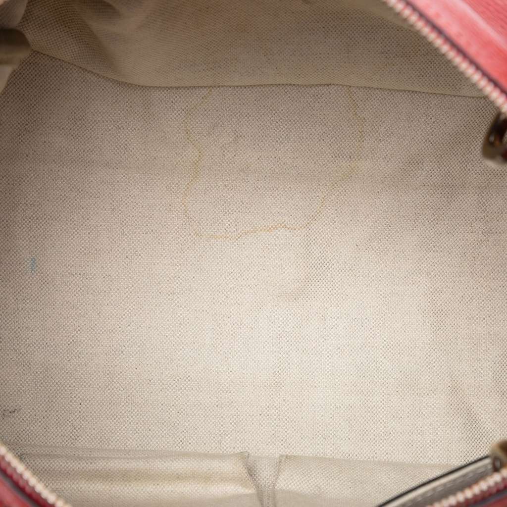 Gucci Medium Calfskin Bamboo Shopper Boston Bag Red Leather Good condition - Model View