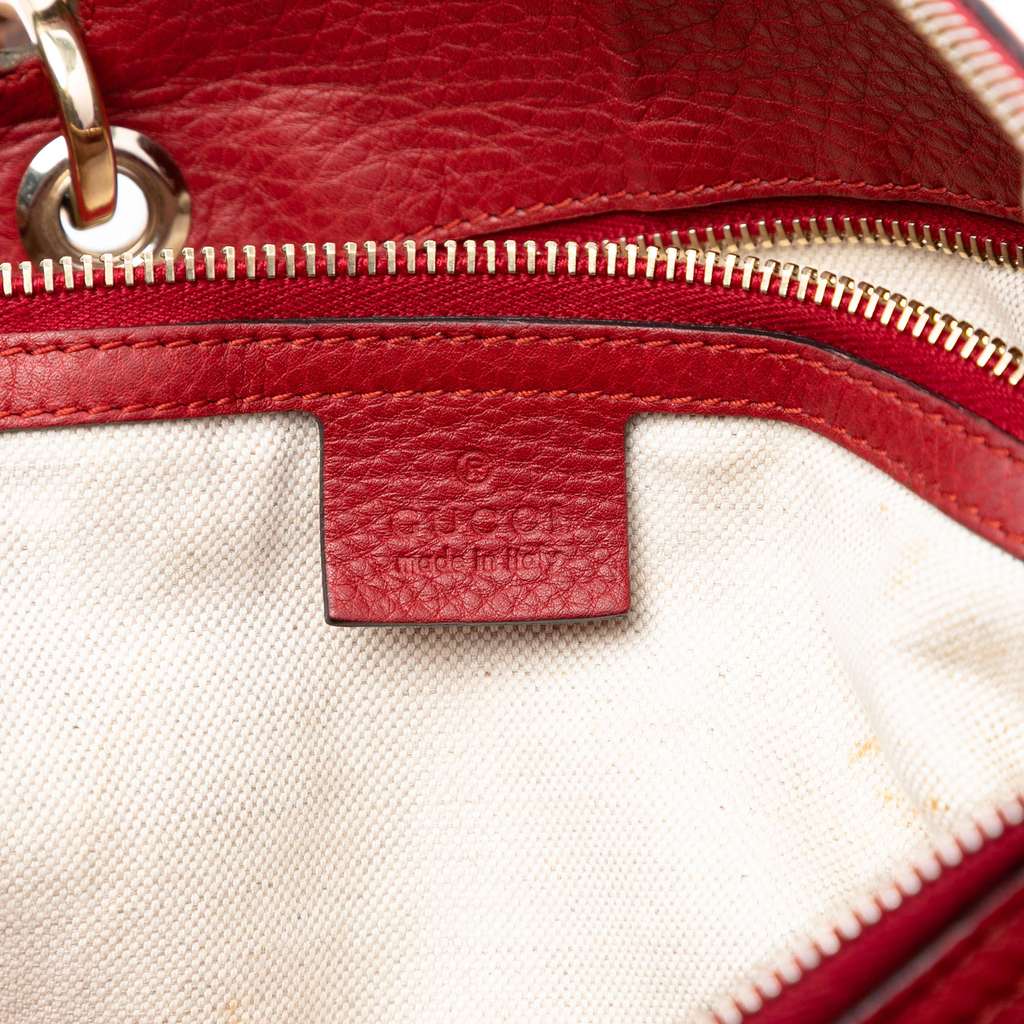 Gucci Medium Calfskin Bamboo Shopper Boston Bag Red Leather Good condition - Box View