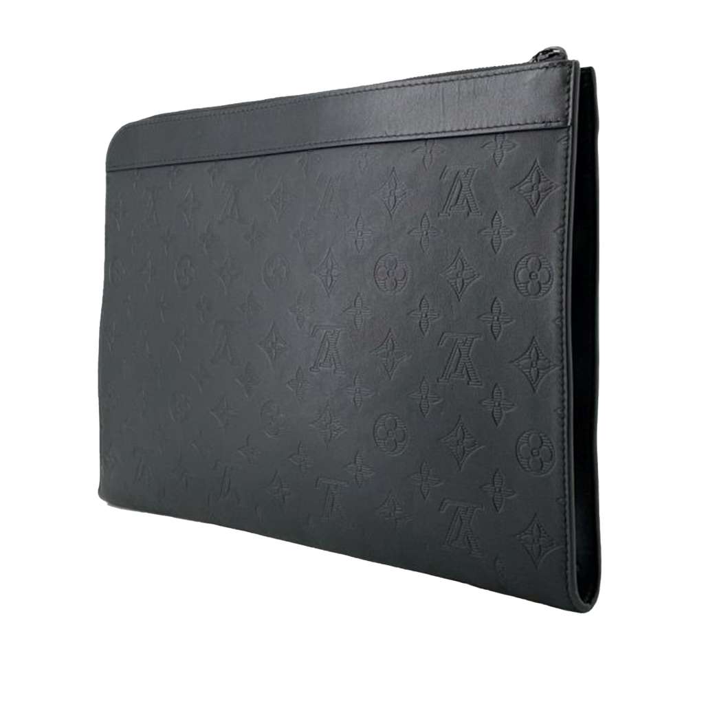 Louis Vuitton Monogram Shadow Pochette Jour GM Black Leather Good condition - Back View