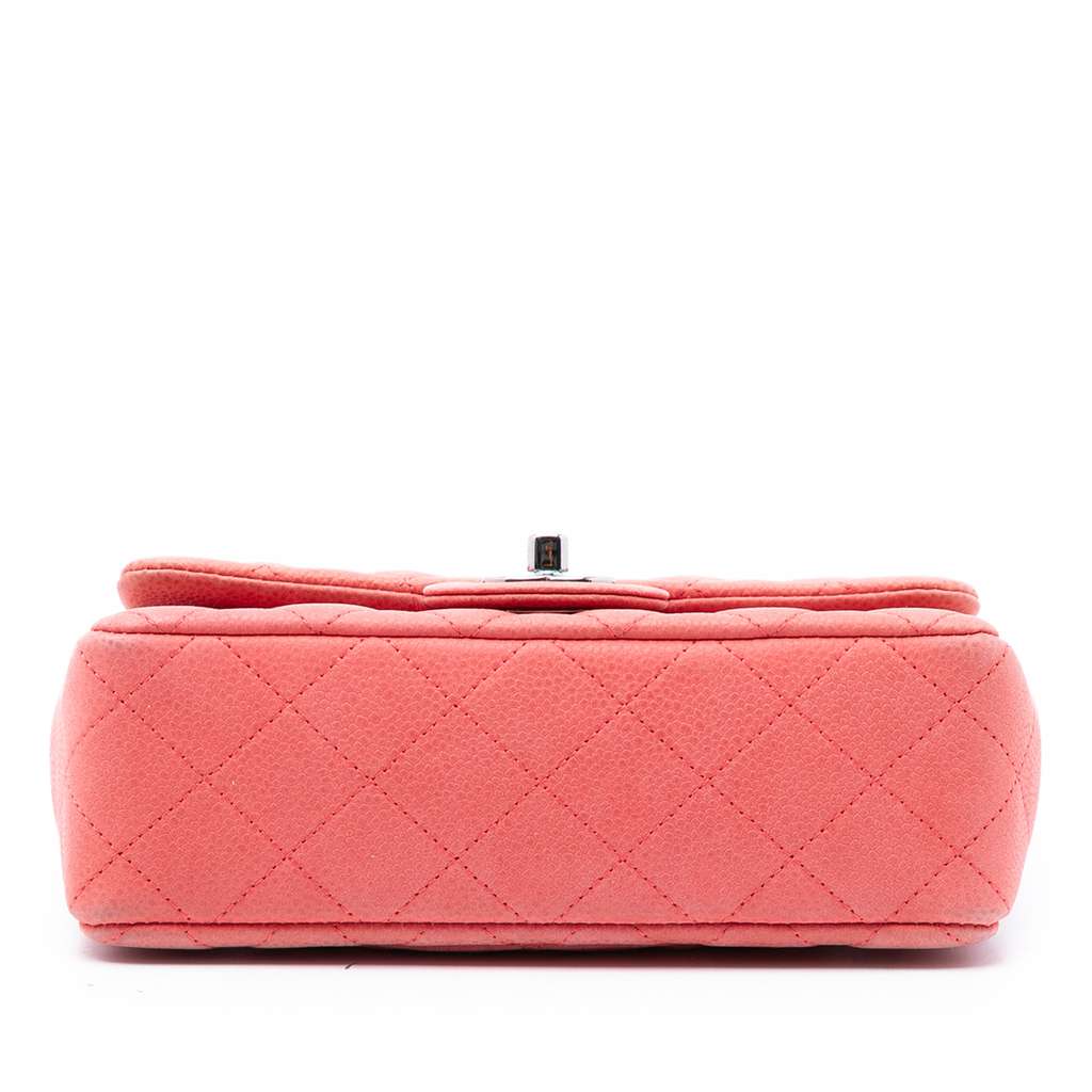 Chanel Mini Rectangular Classic Caviar Single Flap Pink Leather Good condition - Inside View