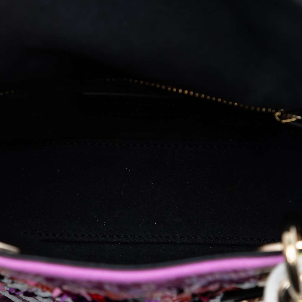 Dior Mini Canvas Sequin Flower Pop Lady Dior Purple Canvas Good condition - Model View