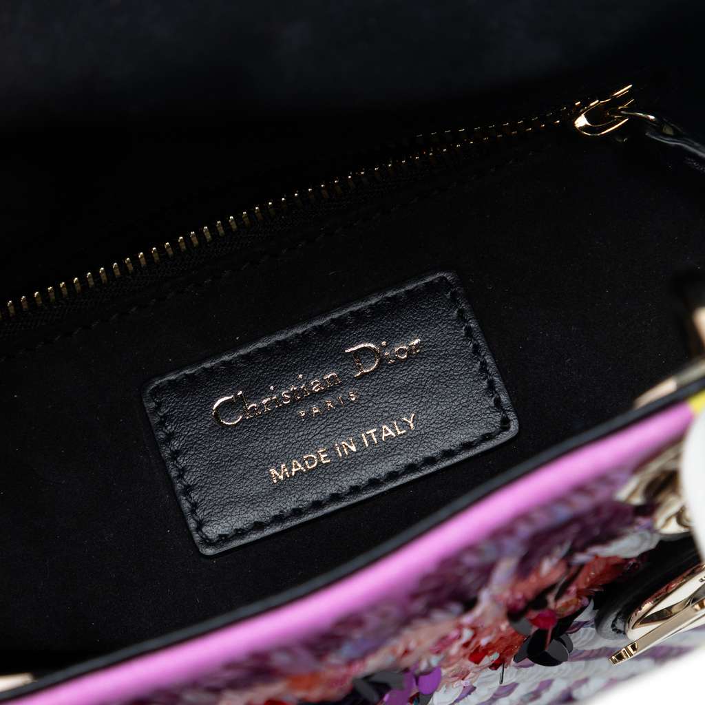 Dior Mini Canvas Sequin Flower Pop Lady Dior Purple Canvas Good condition - Box View