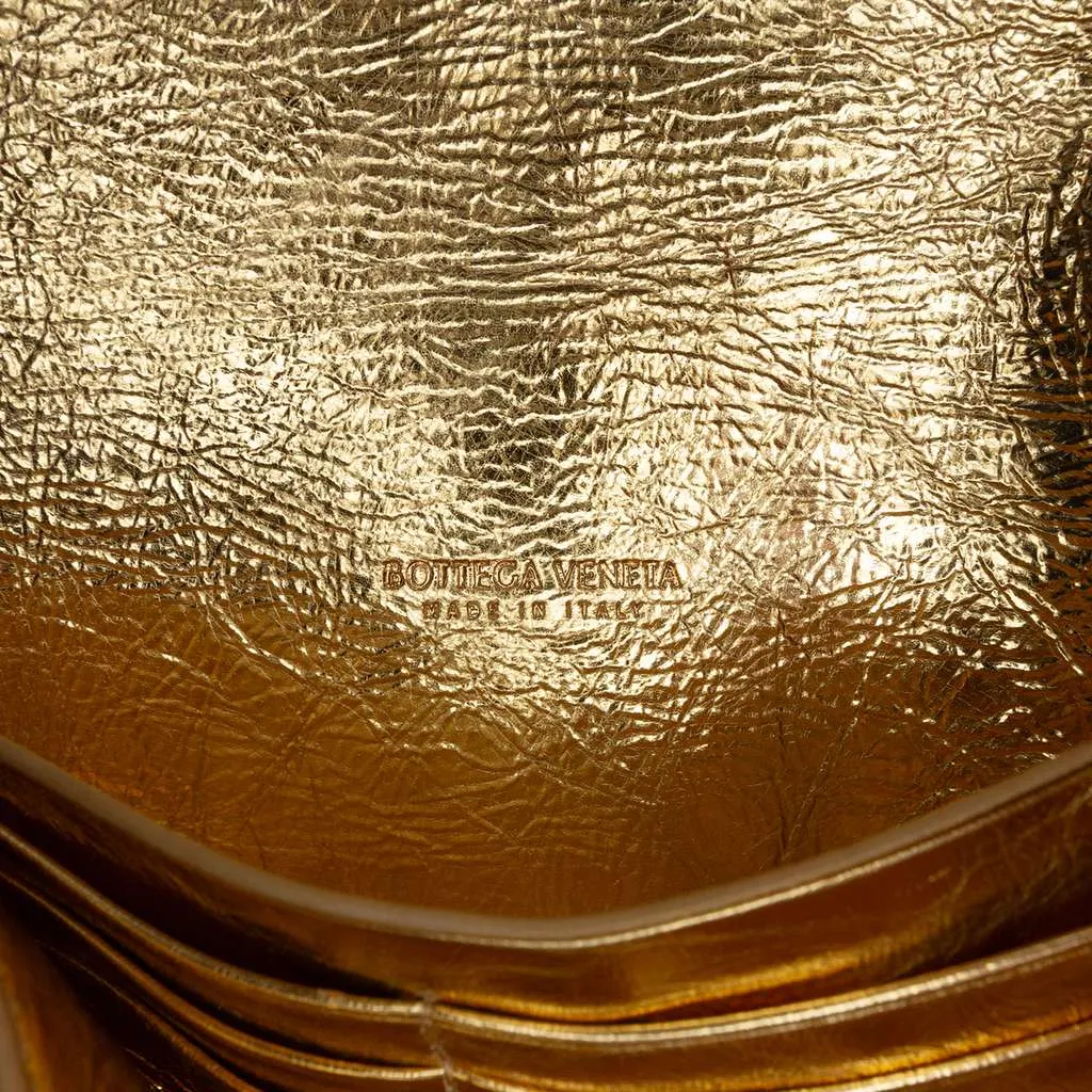 Bottega Veneta Wood Embossed Metallic Leather Intrecciato Andiamo Clutch Gold Leather Good - Box View