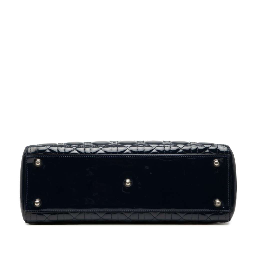 Dior Large Patent Cannage Lady Dior Blue Leather Good condition - Inside View