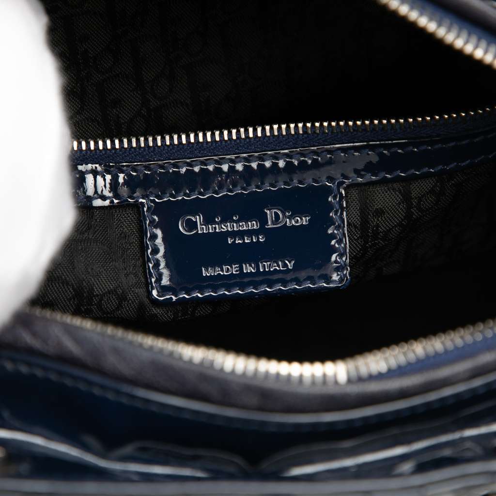 Dior Large Patent Cannage Lady Dior Blue Leather Good condition - Box View