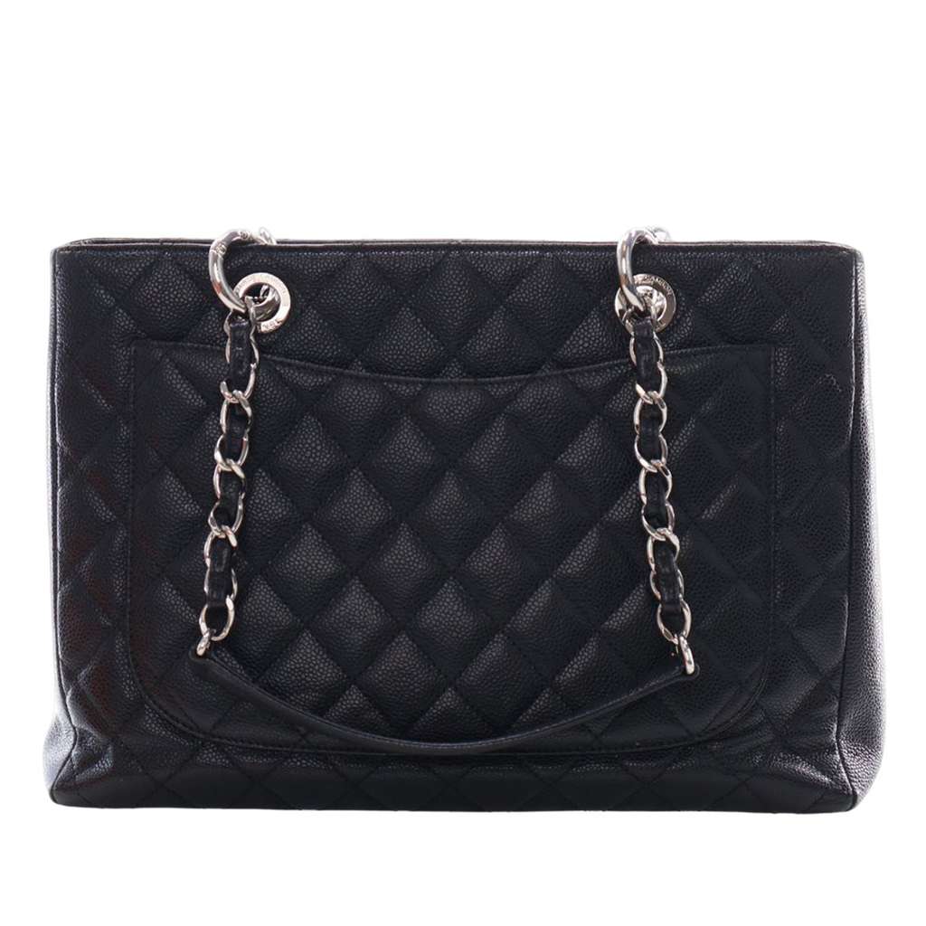Chanel Caviar Grand Shopping Tote Black Leather Good condition - Model View