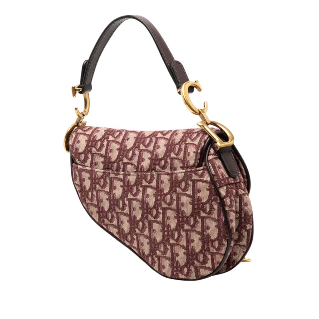 Dior Mini Oblique Canvas Saddle Bag Red Canvas Good condition - Back View