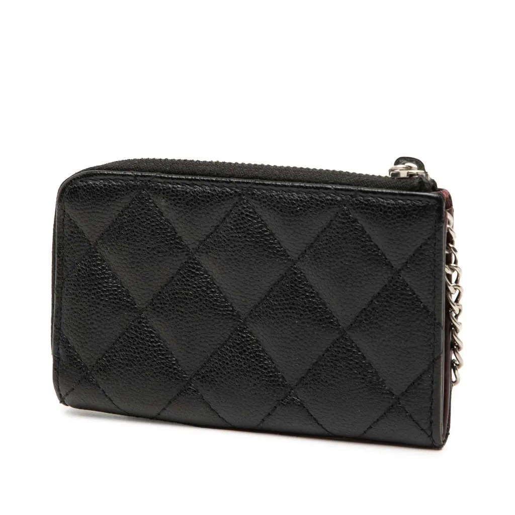 Chanel Quilted Caviar Zipped Key Holder Coin Case Black Leather Very good - Back View