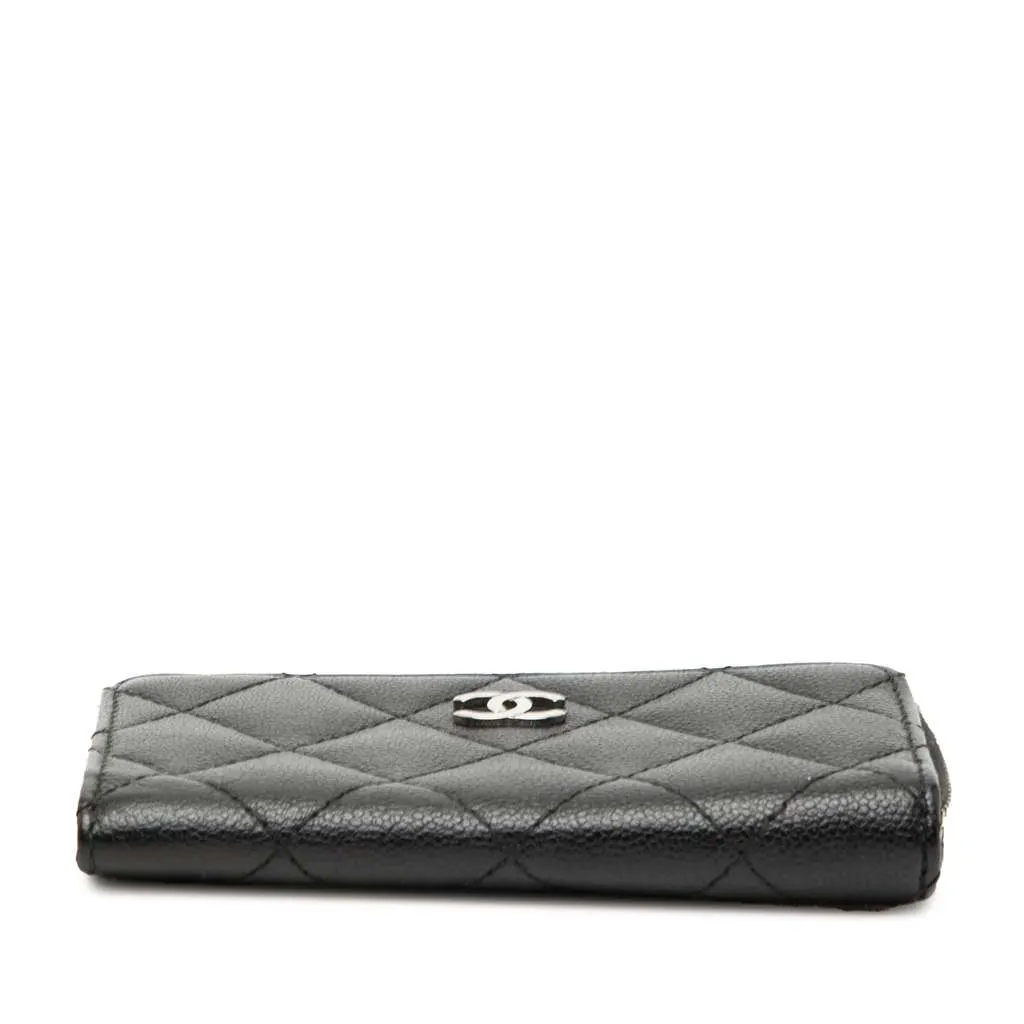 Chanel Quilted Caviar Zipped Key Holder Coin Case Black Leather Very good - Inside View