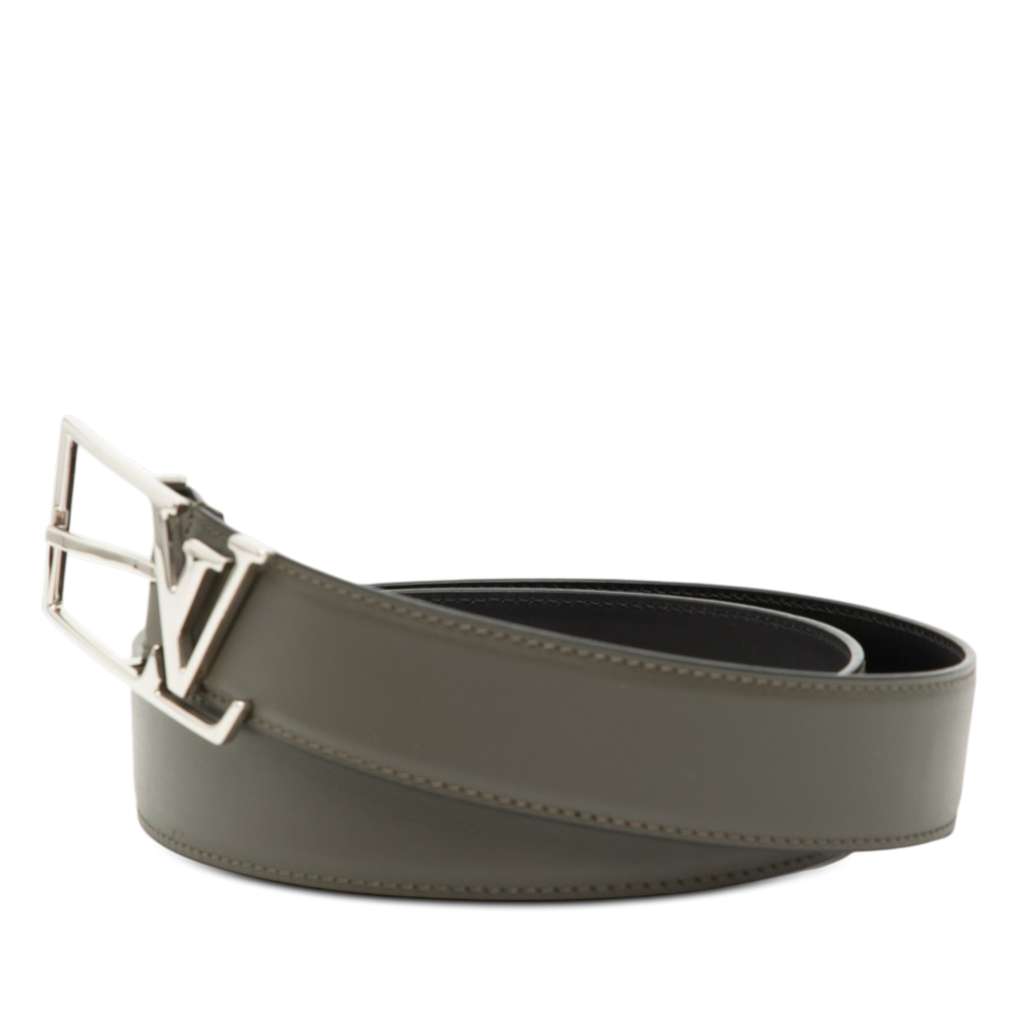 Louis Vuitton Leather LV Initiales Skyline Belt Brown Leather Good condition - Back View