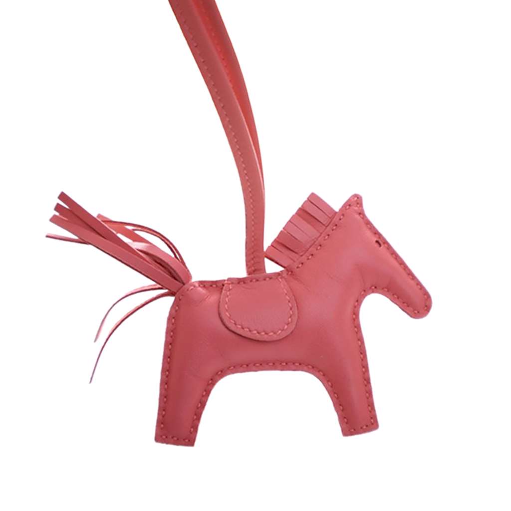 Hermès Milo Lambskin and Swift Grigri Rodeo Pegase Bag Charm PM Pink Leather Good condition - Back View