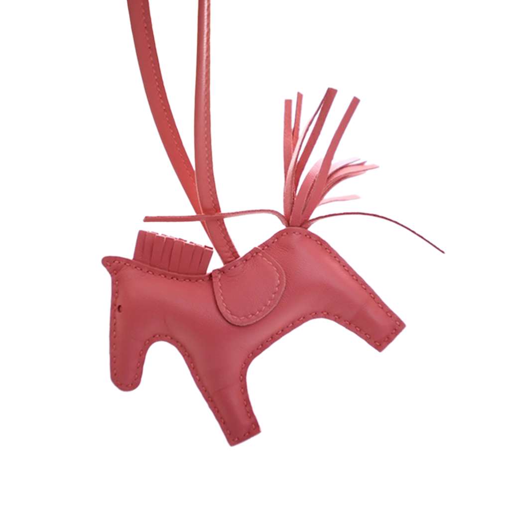 Hermès Milo Lambskin and Swift Grigri Rodeo Pegase Bag Charm PM Pink Leather Good condition - Model View