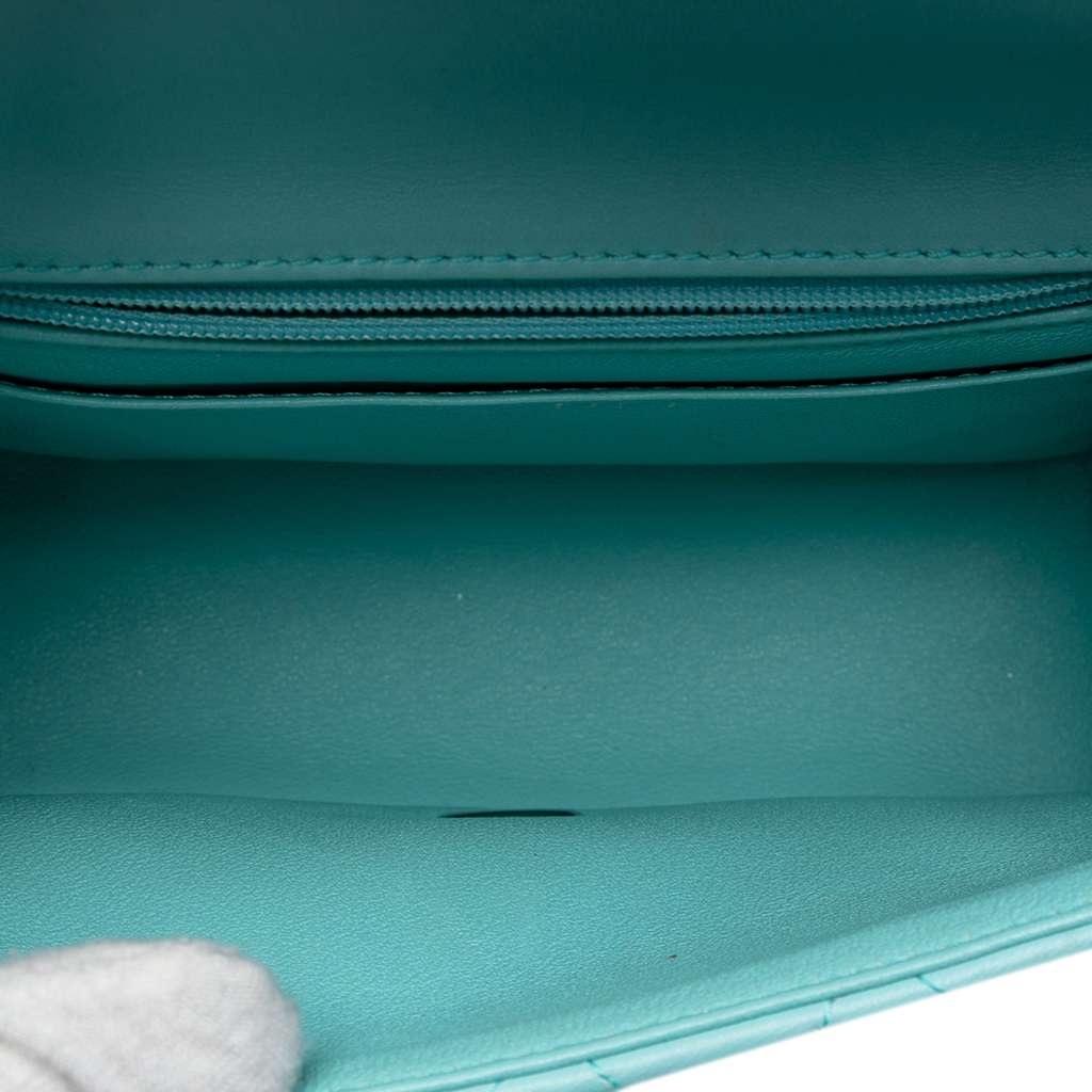 Chanel Mini Square Classic Lambskin Single Flap Blue Leather Good condition - Model View