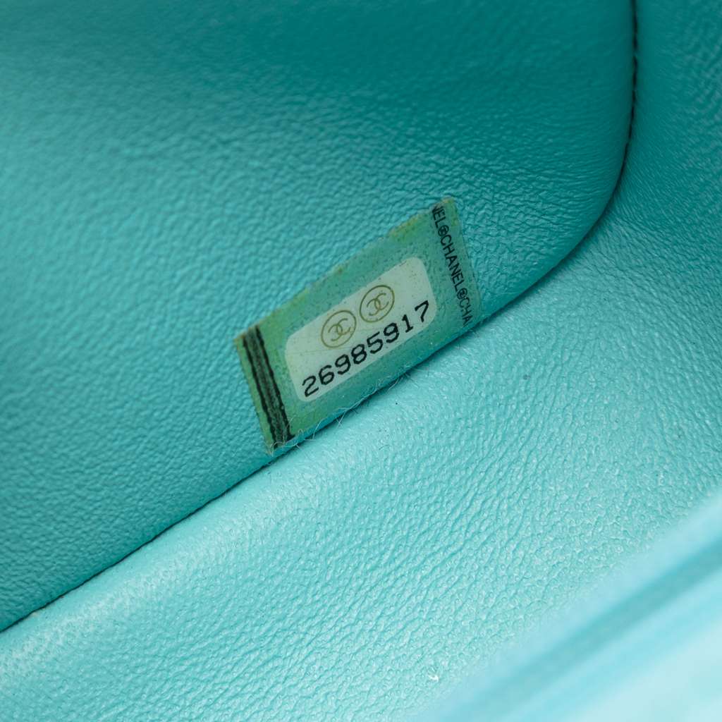 Chanel Mini Square Classic Lambskin Single Flap Blue Leather Good condition - Box View