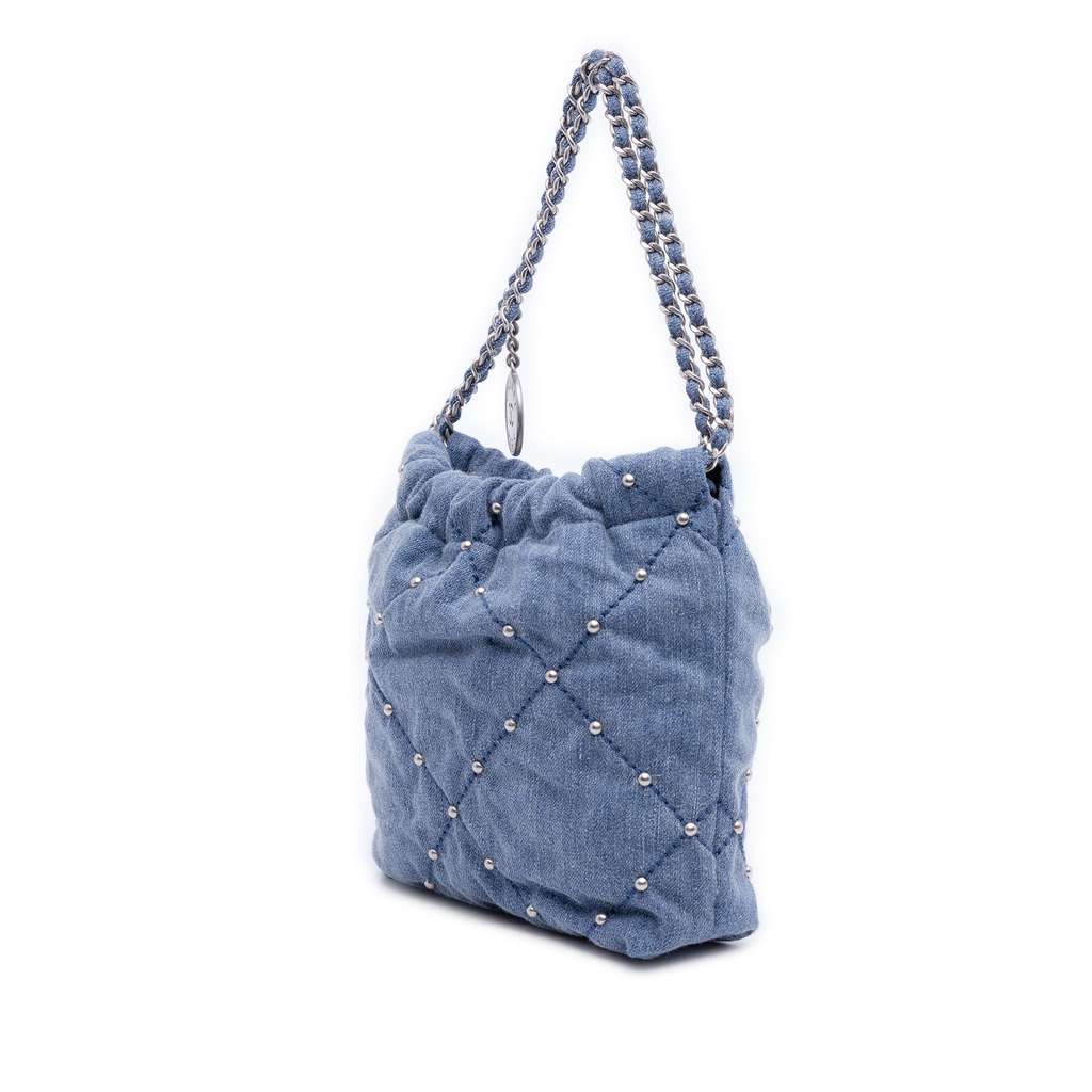 Chanel Mini Denim Studded 22 Handbag Blue Denim Good condition - Back View
