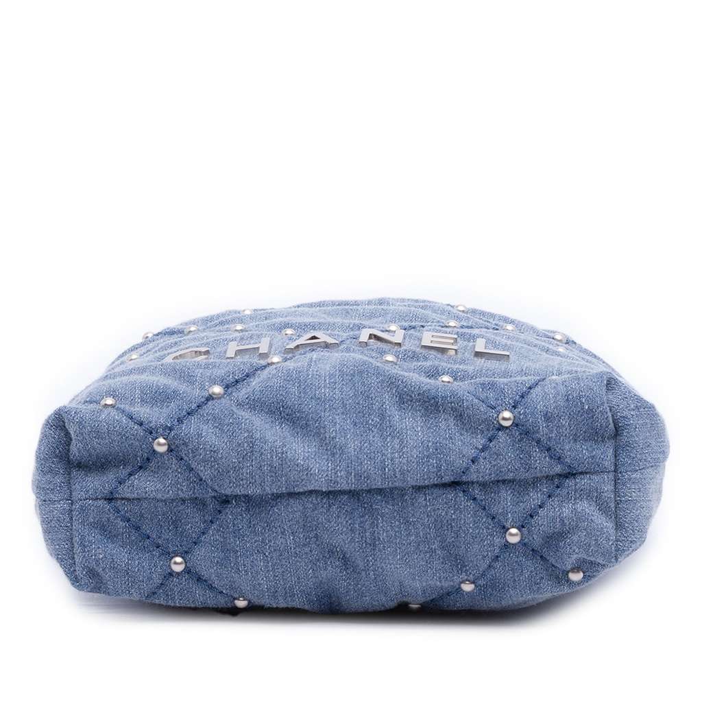 Chanel Mini Denim Studded 22 Handbag Blue Denim Good condition - Inside View