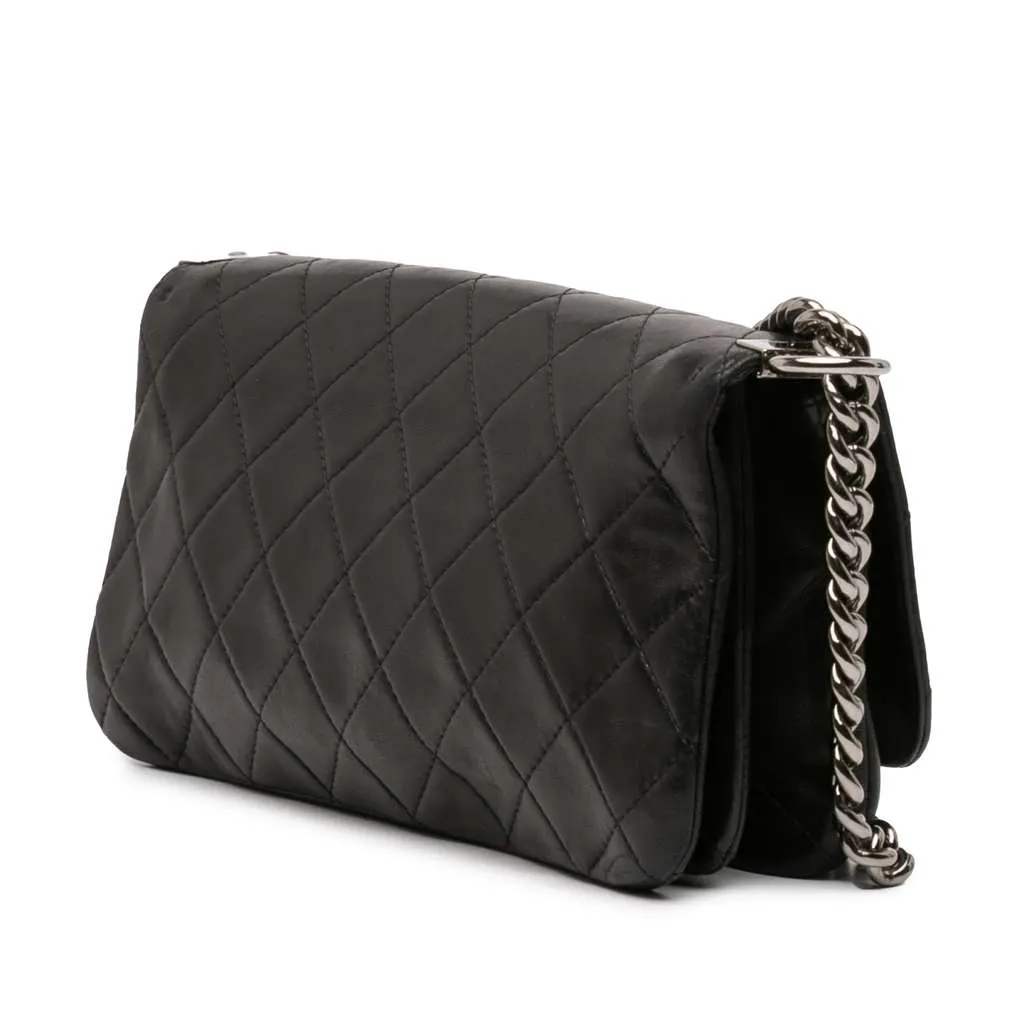Chanel Quilted Lambskin Boy Accordion Flap Black Leather Very good - Back View