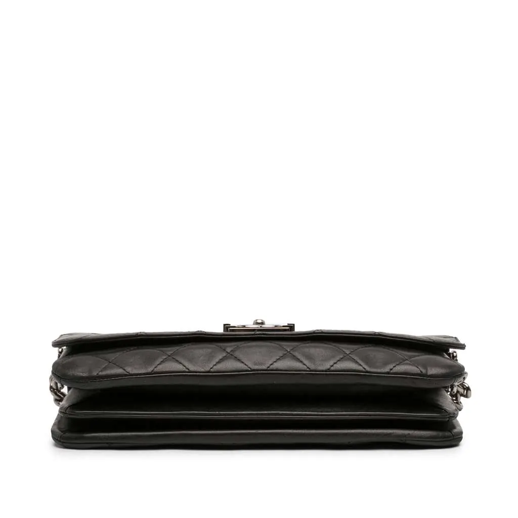 Chanel Quilted Lambskin Boy Accordion Flap Black Leather Very good - Inside View