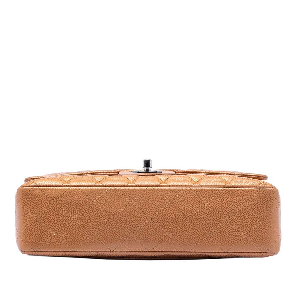 Chanel Medium Classic Metallic Caviar Double Flap Brown Leather Good condition - Inside View