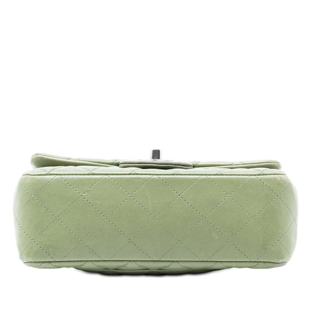 Chanel Mini Rectangular Classic Lambskin Single Flap Green Leather Good condition - Inside View