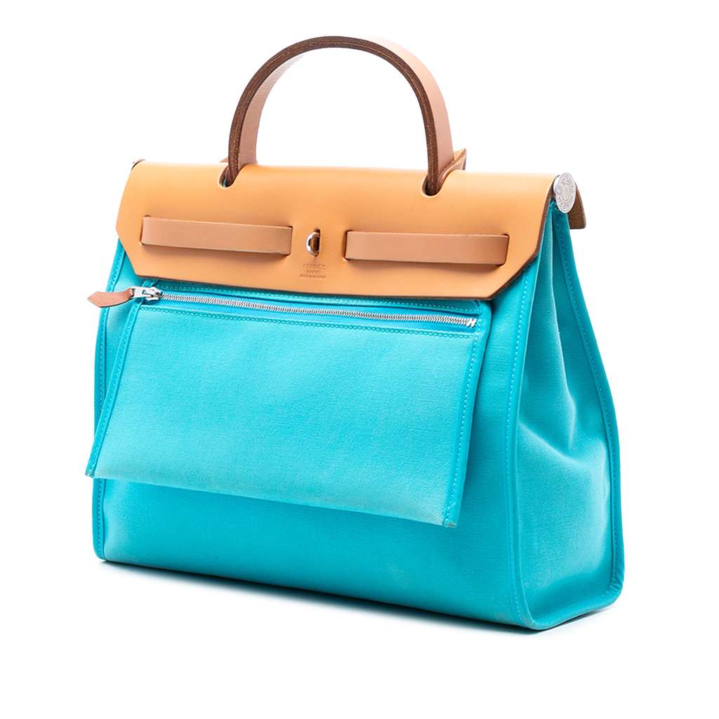 Hermès Toile Herbag Zip 31 Blue Canvas Good condition - Back View