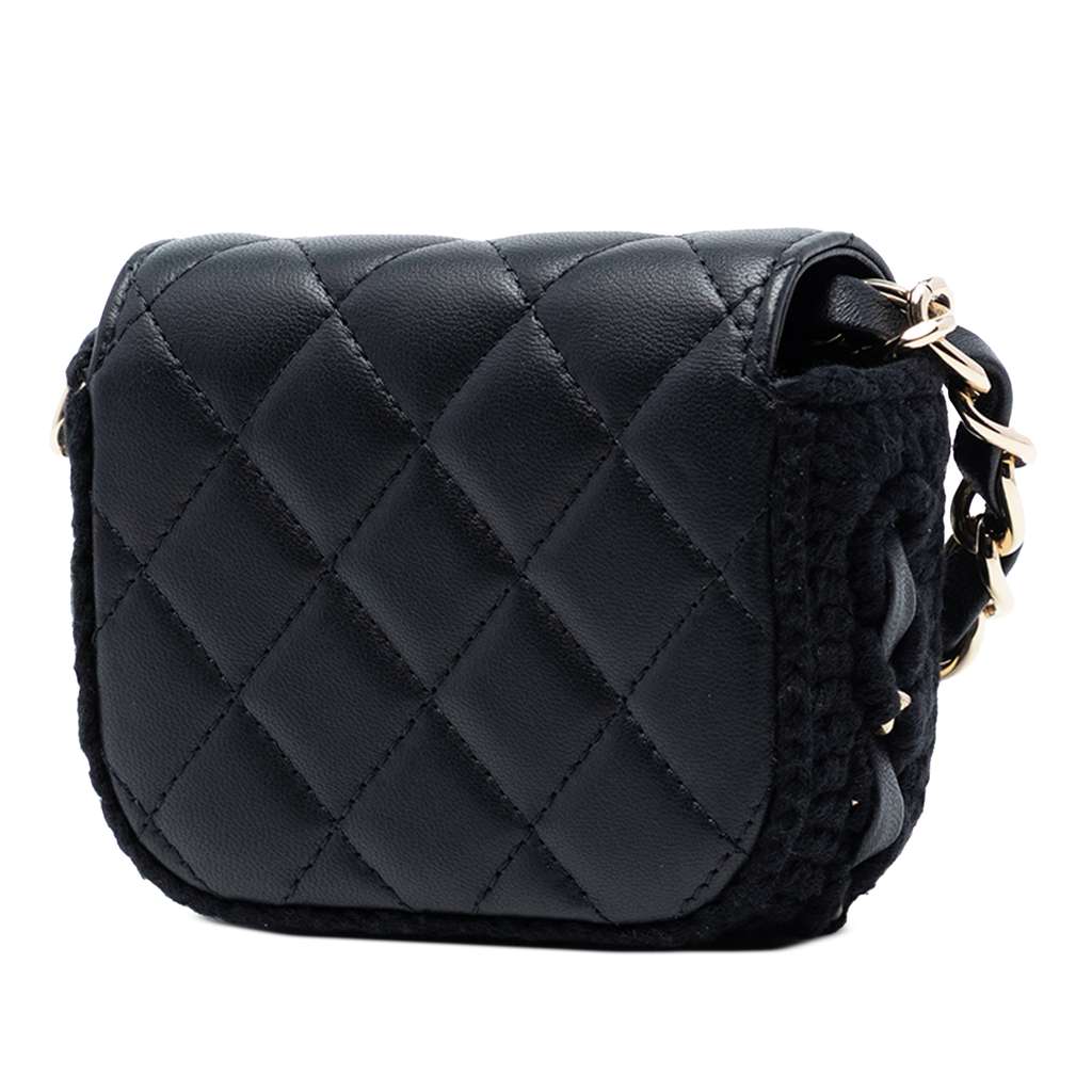 Chanel Mini CC Quilted Lambskin Crochet Flap Black Leather Good condition - Back View