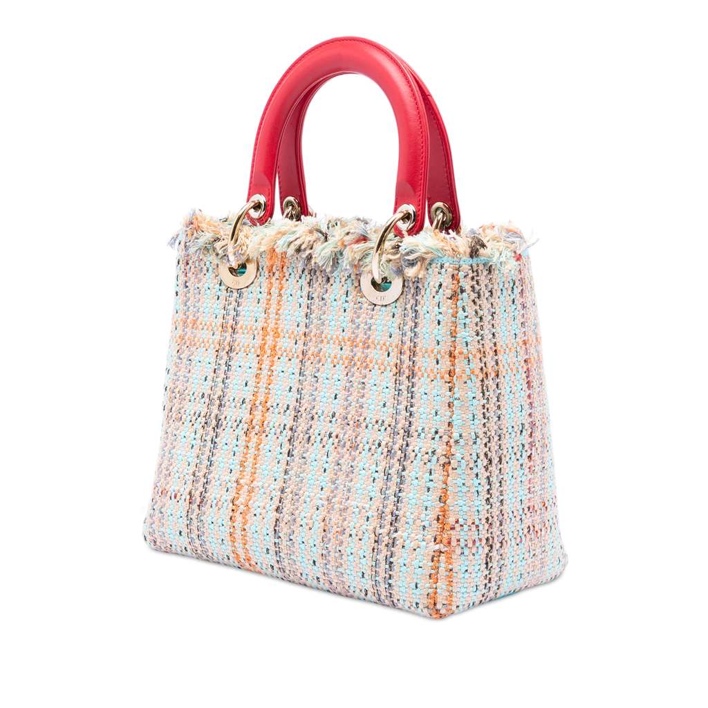 Dior Medium Tweed Heart Deco Lady Dior Orange Tweed Good condition - Back View