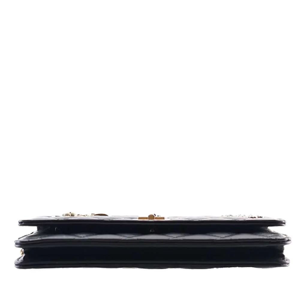 Chanel Quilted Aged Calfskin Reissue 2.55 Lucky Charms Wallet On Chain Black Leather Very good - Box View