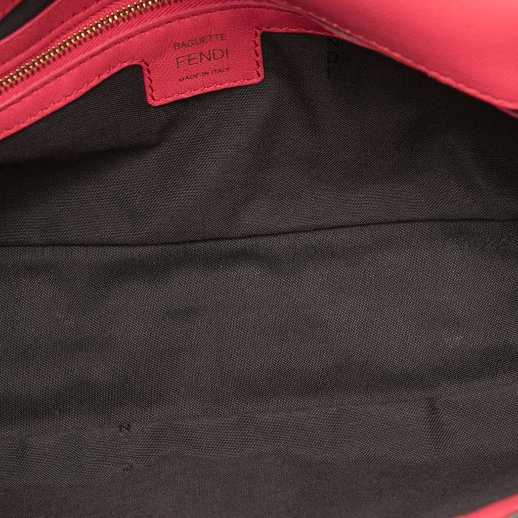 Fendi Zucca Embossed Leather Baguette Satchel Pink Leather Good condition - Model View