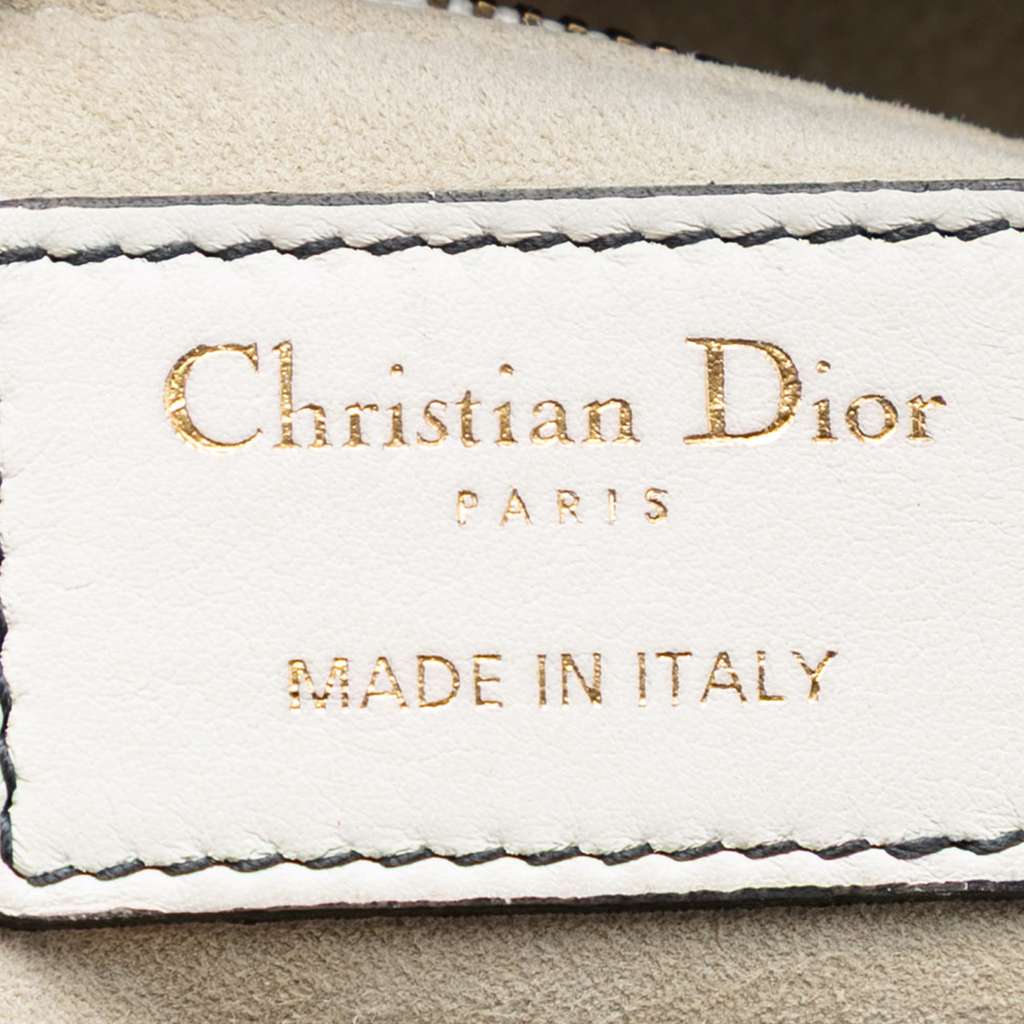 Dior Medium Lambskin Cannage Studded Supple Lady Dior White Leather Good condition - Box View