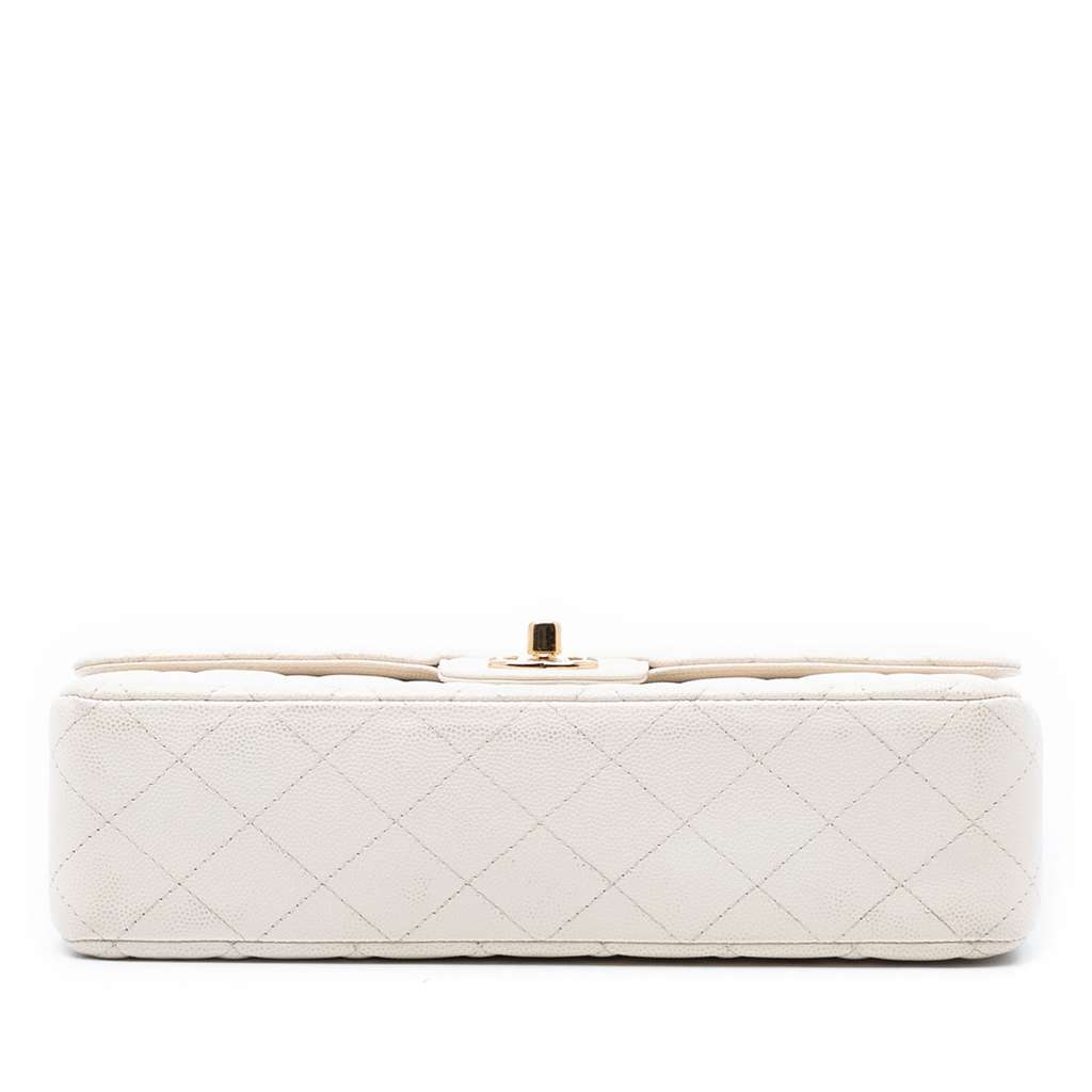 Chanel Medium Classic Caviar Double Flap White Leather Good condition - Inside View