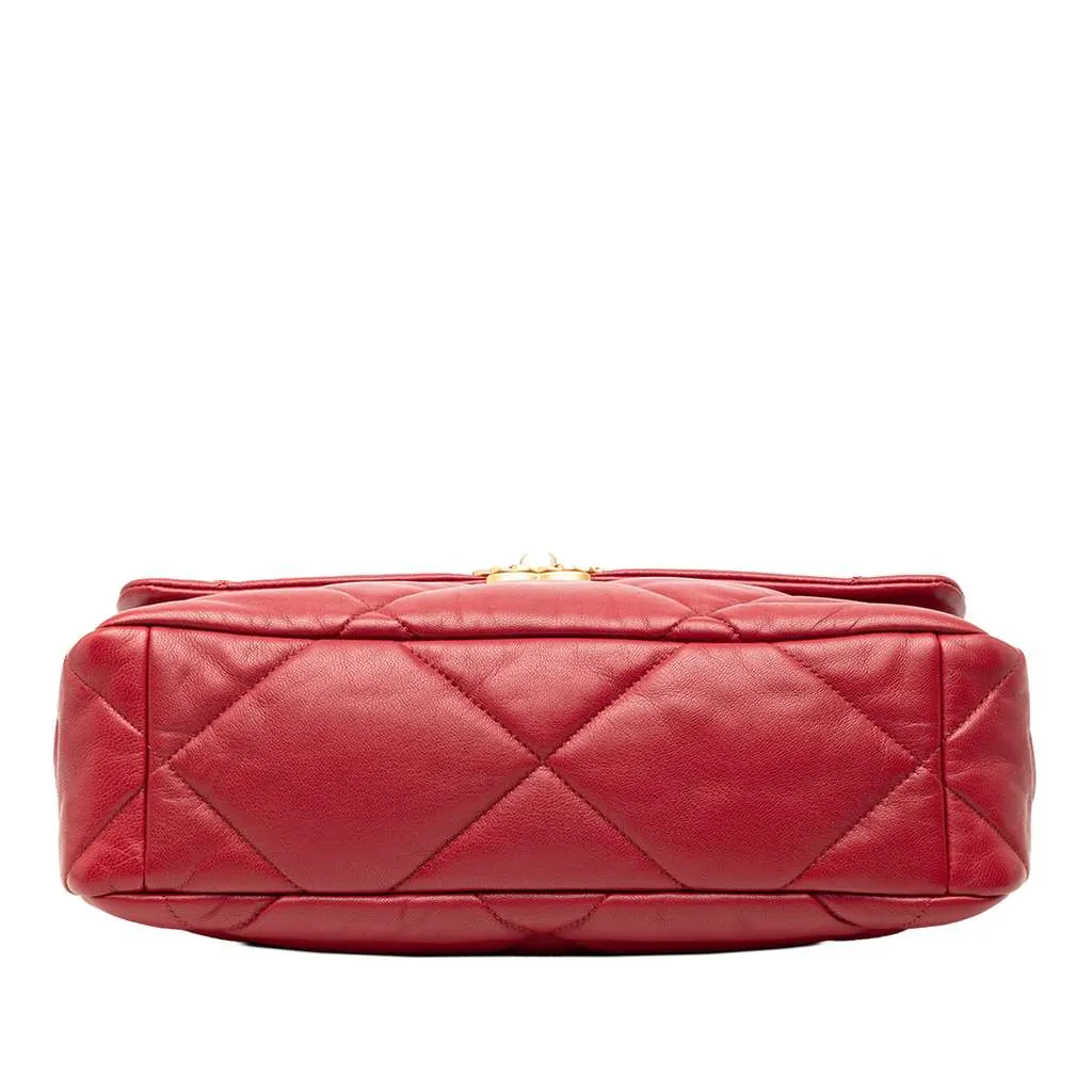 Chanel Large Lambskin 19 Flap Red Leather Very good - Inside View
