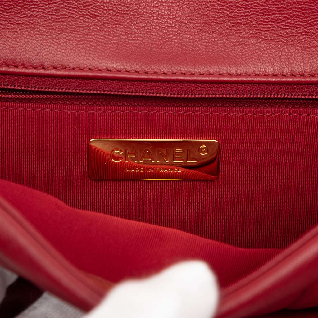 Chanel Large Lambskin 19 Flap Red Leather Good condition - Box View