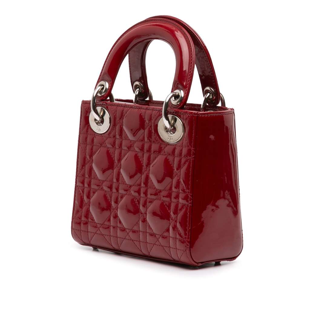 Dior Mini Patent Cannage Lady Dior Red Leather Good condition - Back View