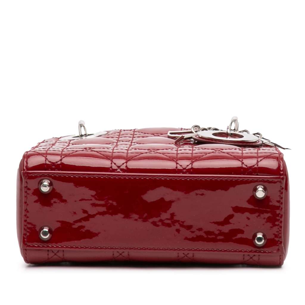Dior Mini Patent Cannage Lady Dior Red Leather Good condition - Inside View