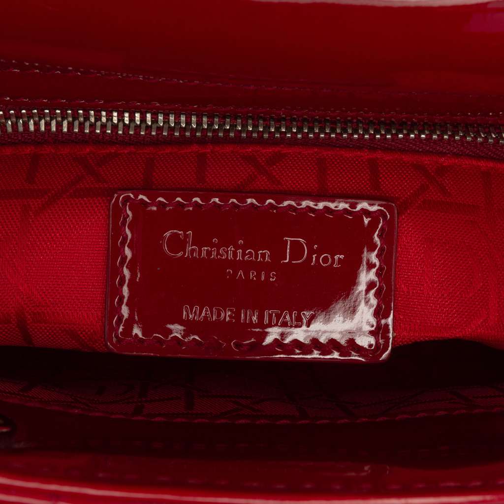 Dior Mini Patent Cannage Lady Dior Red Leather Good condition - Box View