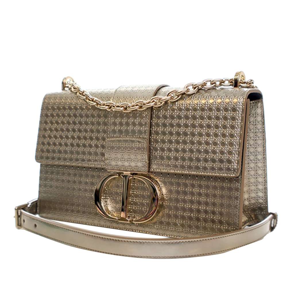 Dior Metallic Calfskin Microcannage 30 Montaigne Chain Flap Gold Leather Good condition - Inside View