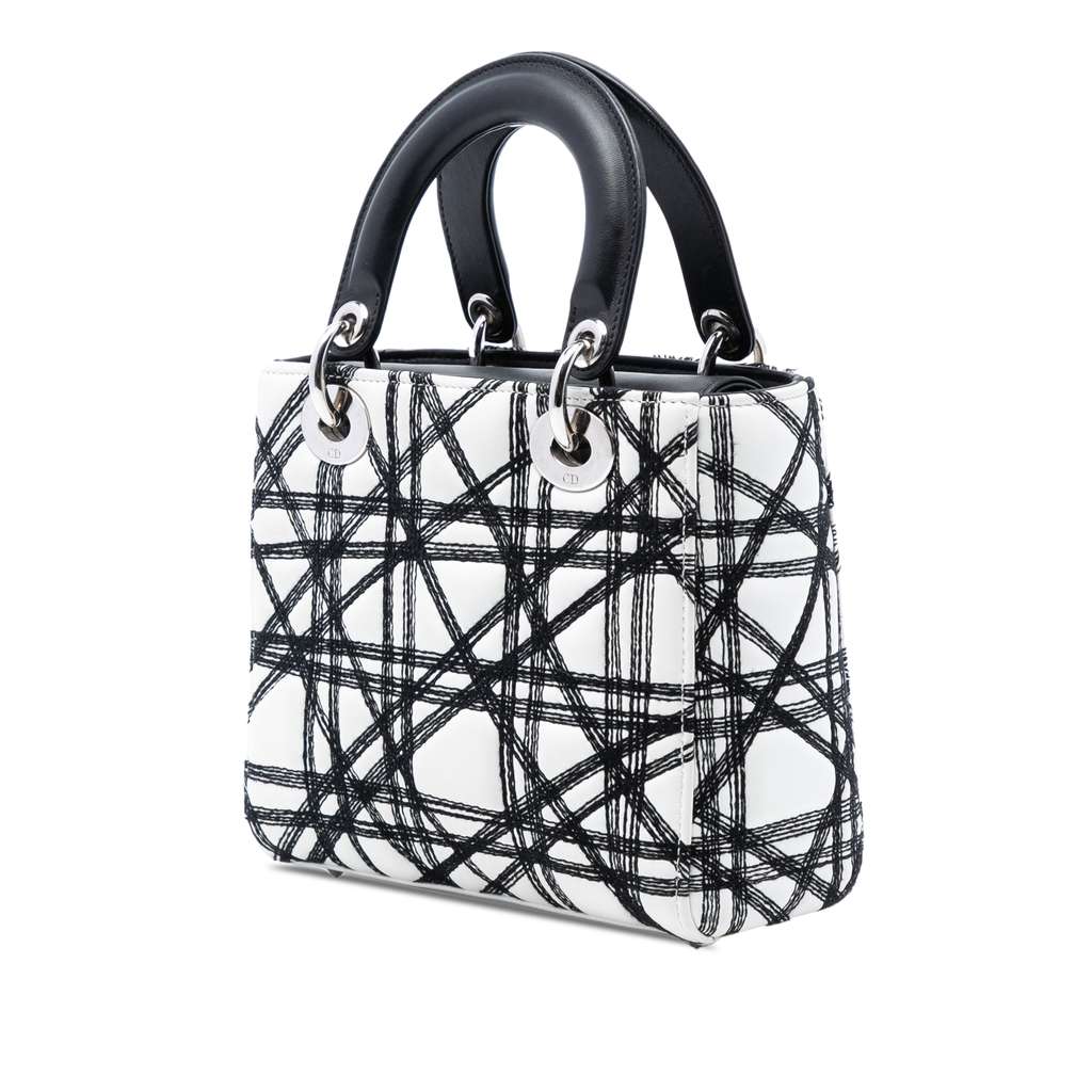 Dior Limited Edition Daniel Gordon Art Small Lambskin Cannage Lady Dior White Leather Good condition - Back View