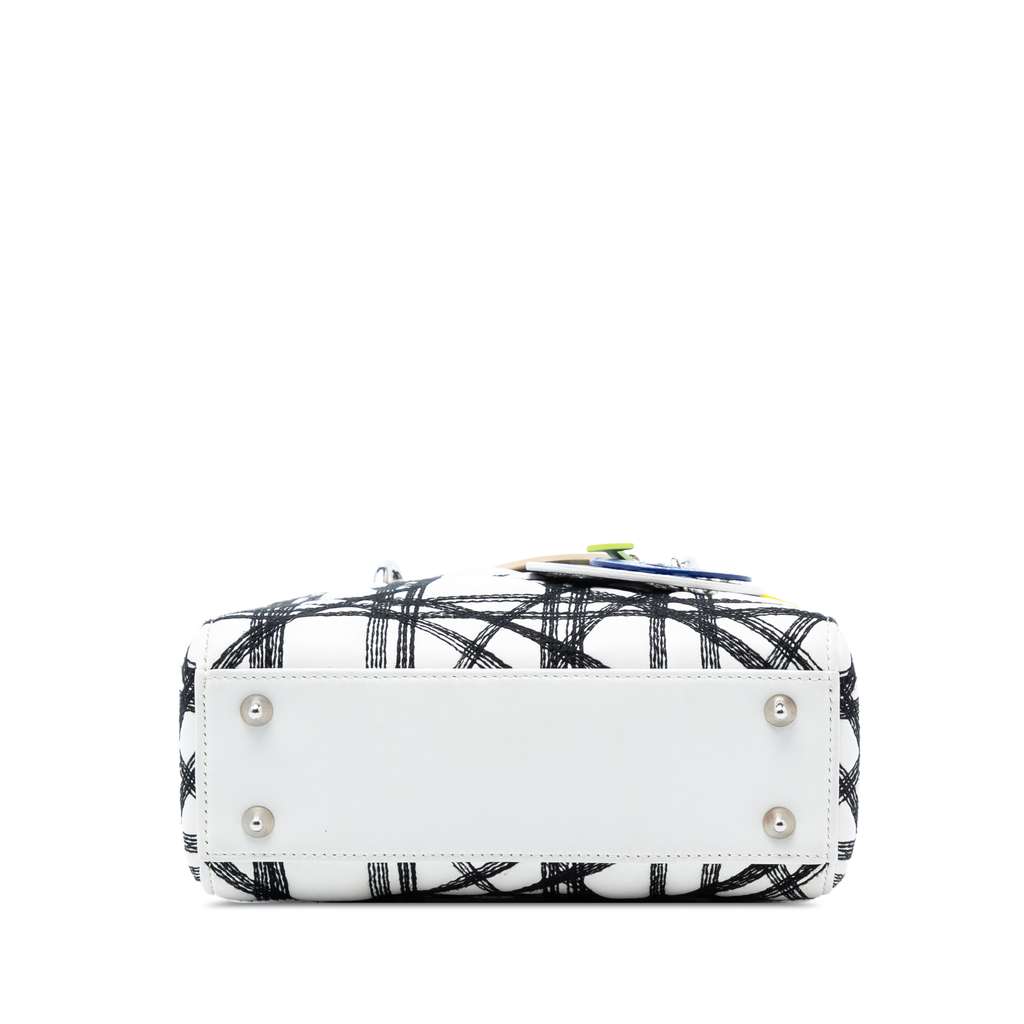 Dior Limited Edition Daniel Gordon Art Small Lambskin Cannage Lady Dior White Leather Good condition - Inside View