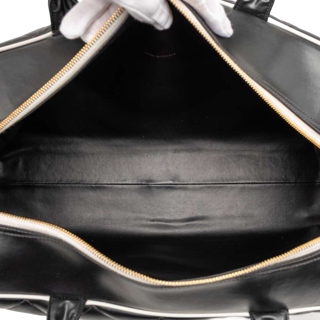 Chanel Quilted Calfskin Logo Bowler Weekend Bag Black Leather Good condition - Model View