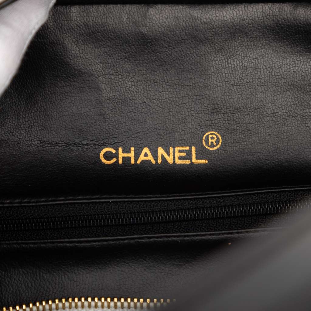 Chanel Quilted Calfskin Logo Bowler Weekend Bag Black Leather Good condition - Box View