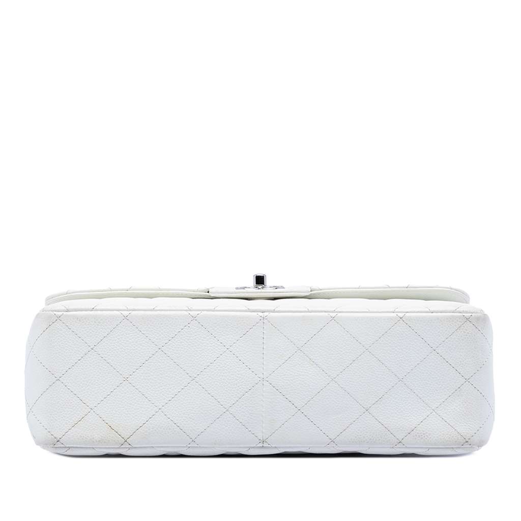 Chanel Jumbo Classic Caviar Double Flap White Leather Good condition - Inside View