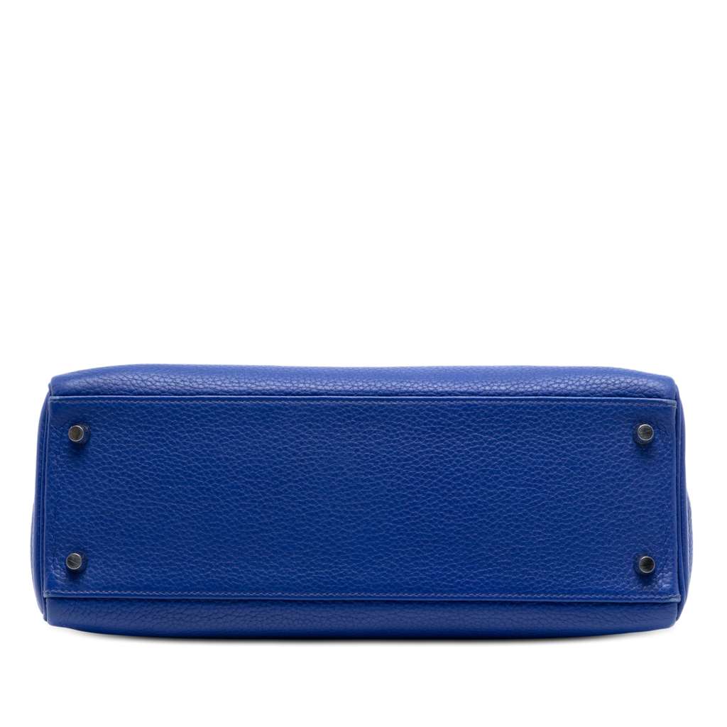Hermès Clemence Kelly II Retourne 32 Blue Leather Good condition - Inside View