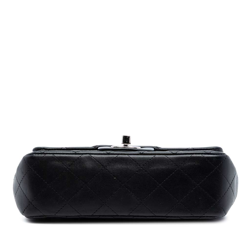 Chanel Mini Rectangular Classic Lambskin Single Flap Black Leather Fair condition - Inside View